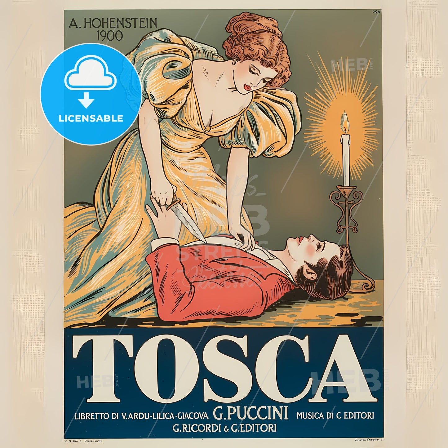 Elegance and Tragedy: Vintage Tosca Opera Poster Art
