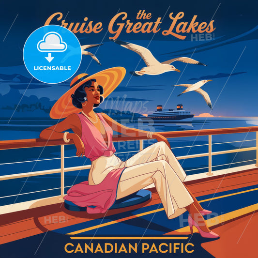 Elegant 1930s Canadian Pacific Great Lakes Travel Poster - Vintage Art Deco Charm