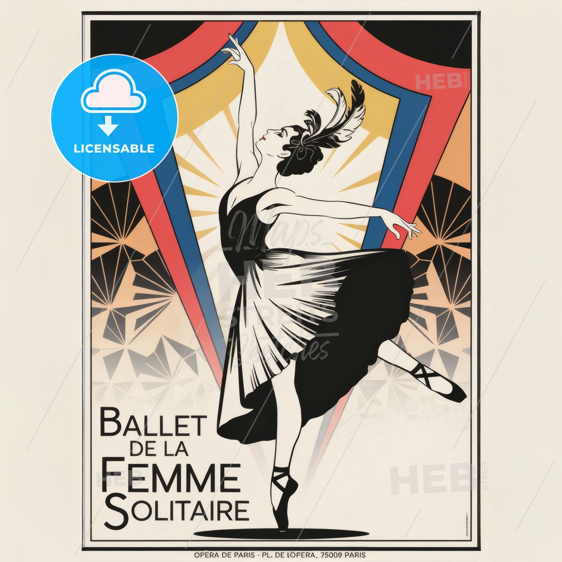 Elegant Art Deco Ballet Dancer Print: A Striking Fusion of Color and Form