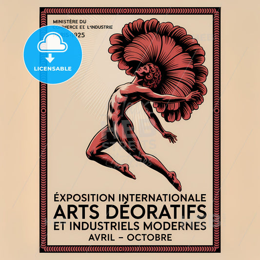 Elegant Art Deco Paris 1925 Exhibition: A Dynamic Floral Ascent