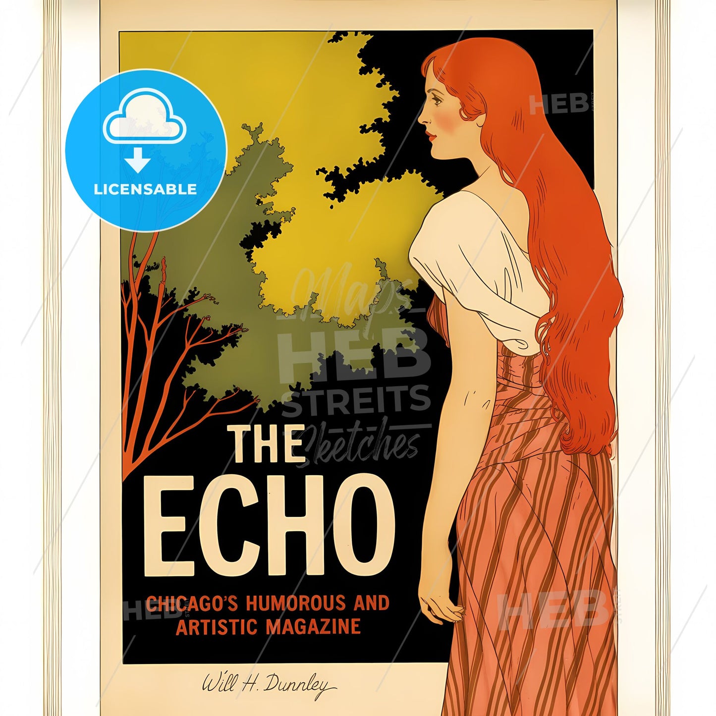 Elegant Art Nouveau Echo: Chic Vintage Charm and Flowing Feminine Grace