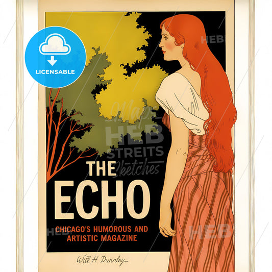 Elegant Art Nouveau Echo: Chic Vintage Charm and Flowing Feminine Grace