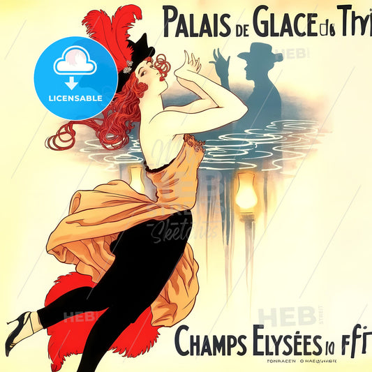 Elegant Art Nouveau Vintage Poster: Palais de Glace & Champs Élysées Dream