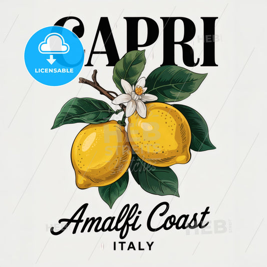 Elegant Capri Logo Print: Vibrant Lemons & Amalfi Coast Charm - Italy Decor