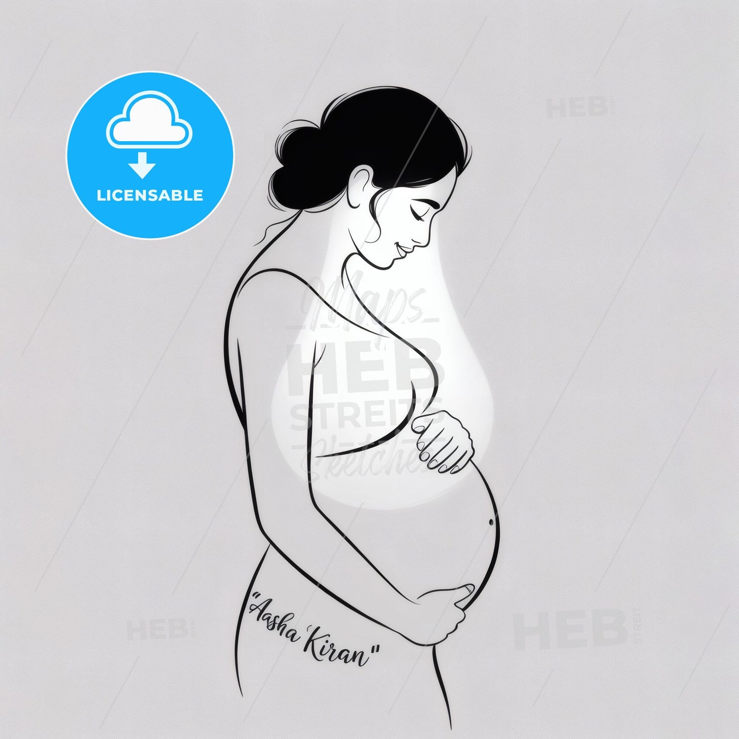 Elegant Expectation: Artistic Representation of a Pregnant Woman Embracing Motherhood with Grace and Serenity.