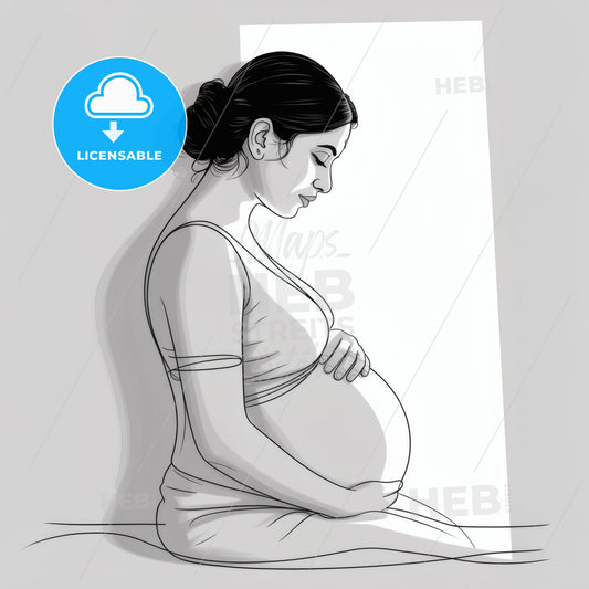 Elegant Expecting Mother Embracing Her Baby Bump in Soft Natural Light
