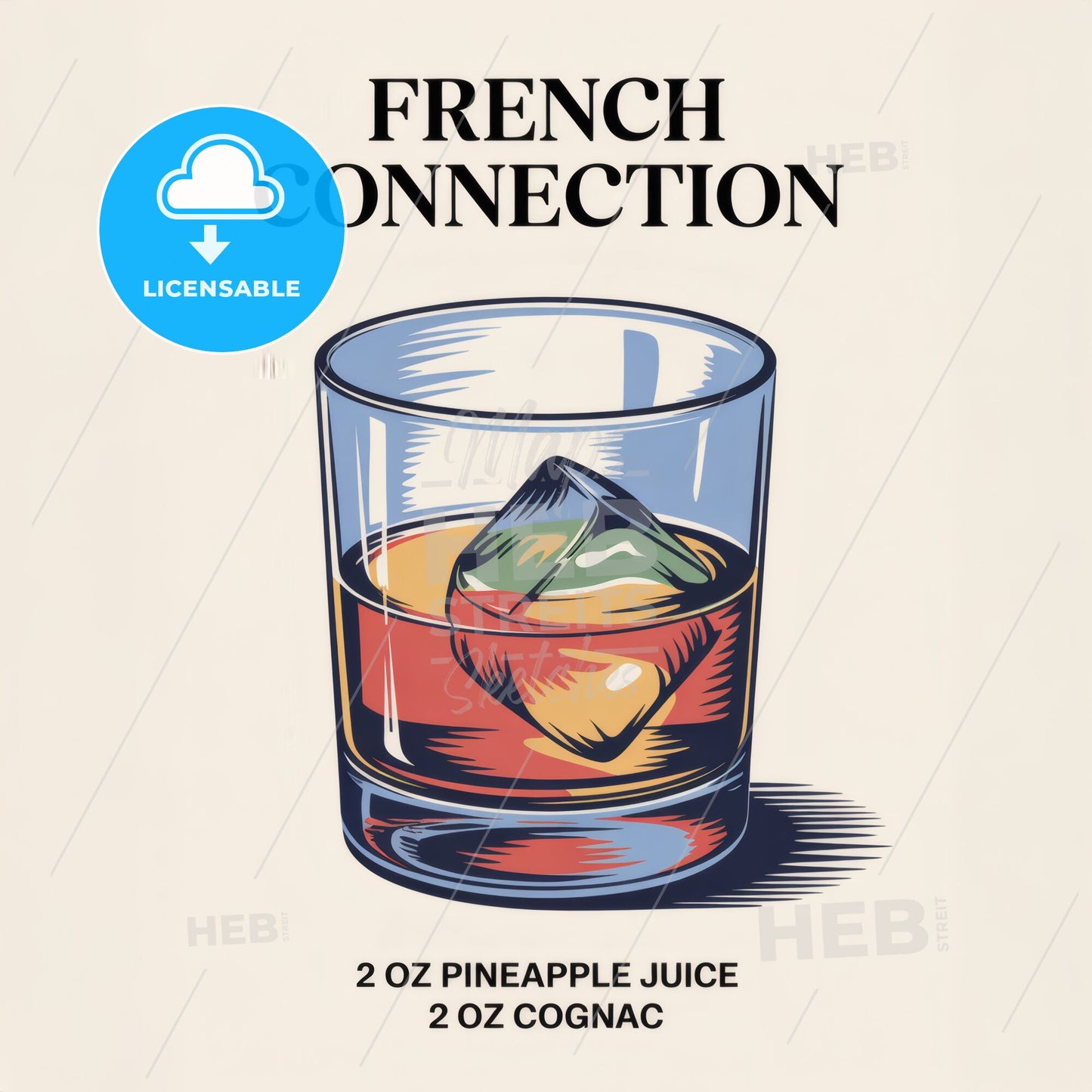 Elegant French Connection Cocktail Art Print: A Stylish Recipe Card Illustration