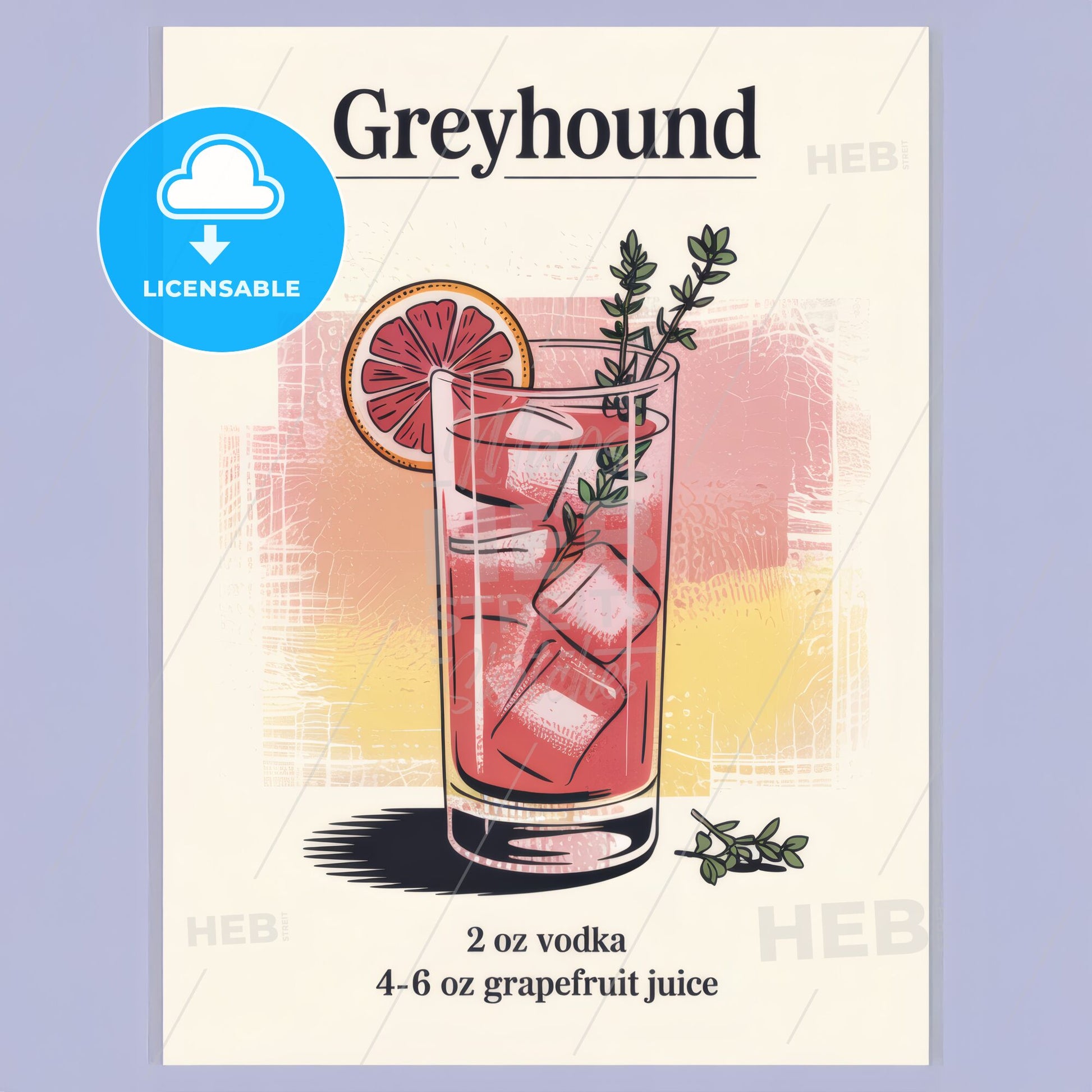 Elegant GREYHOUND Cocktail Recipe Print: Stylish Art for Home Bar Décor
