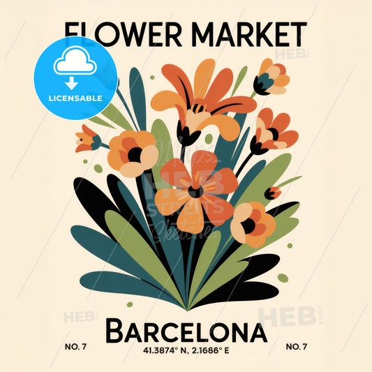 Elegant Minimalist Floral Print - ‘Flower Market’ Poster Inspired by Barcelona