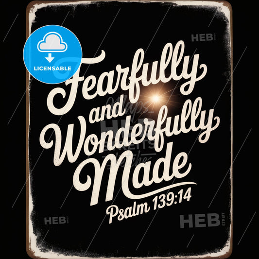 Elegant Typography Design featuring Inspirational Quote from Psalm 139:14, Celebrating Unique Creation and Self-Worth.