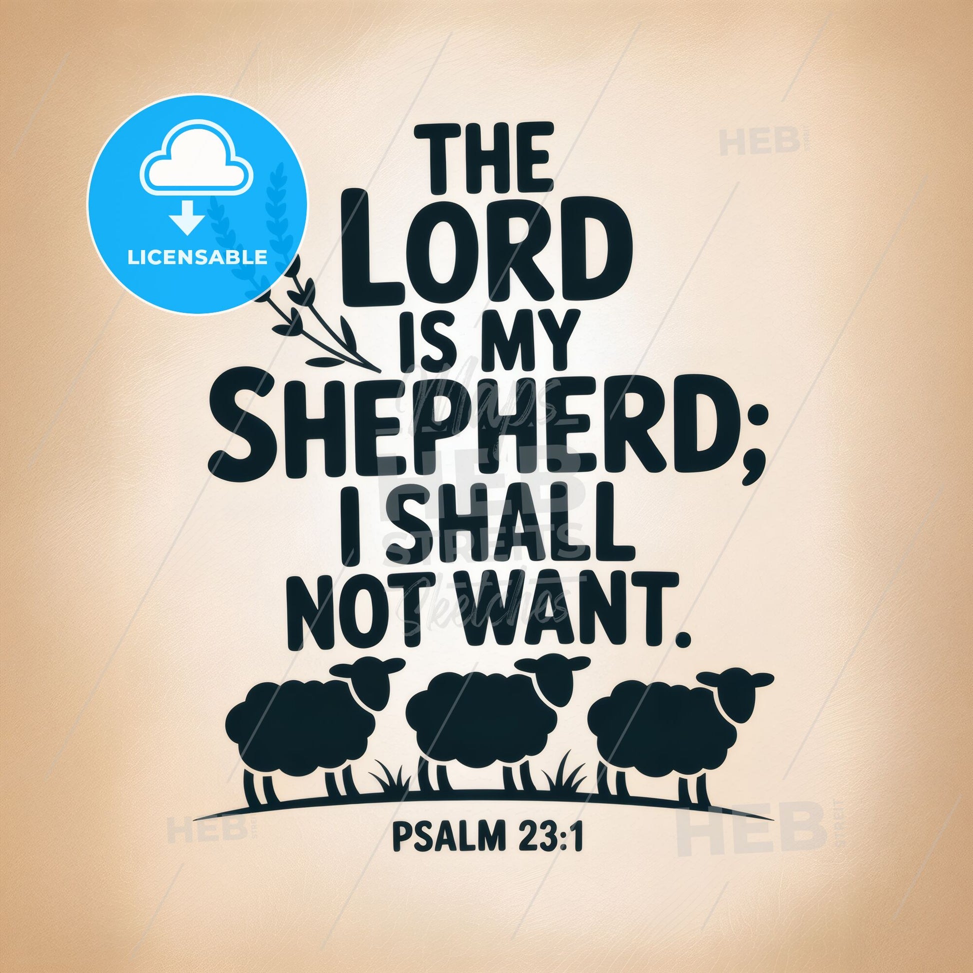 Elegant Typography Print of Psalm 23:1 Featuring Sheep and Serenity for Faith-Inspired Decor.