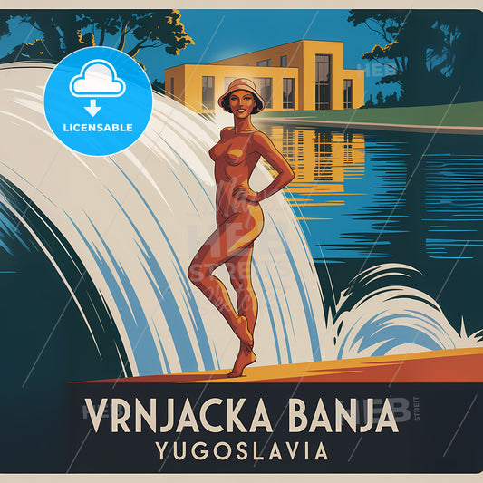 Elegant Vintage Vrnjacka Banja Travel Poster - Art Deco Splendor
