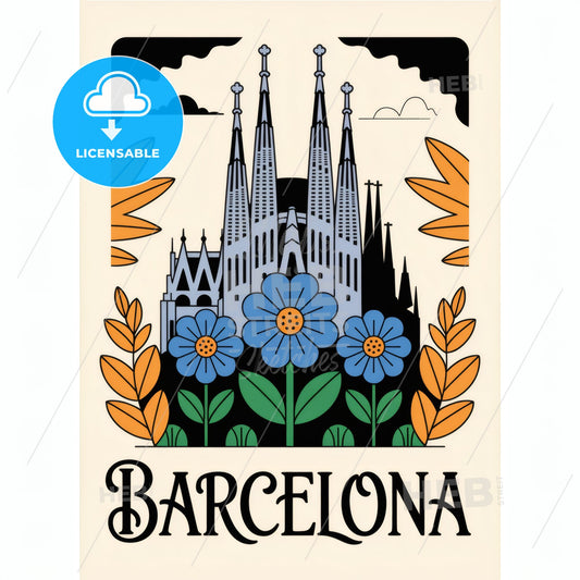 Elegantly Minimalist Sagrada Familia Art: A Vibrant Tribute to Barcelona's Icon
