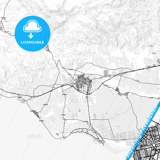 El Ejido, Spain light map with streetnames, citynames and districts