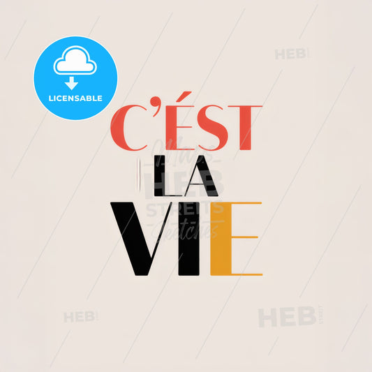 Elevate Your Space: Minimalist 'C'est La Vie' Typography Art in Coral, Black & Mustard