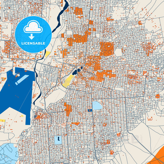 Colorful El Fasher Street Map with Labels and Buildings