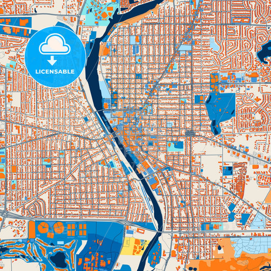 Colorful Elgin Street Map with Labels and Buildings