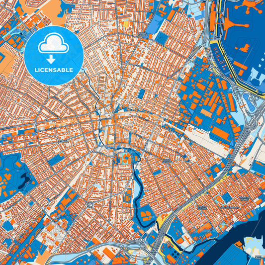 Colorful Elizabeth Street Map with Labels and Buildings