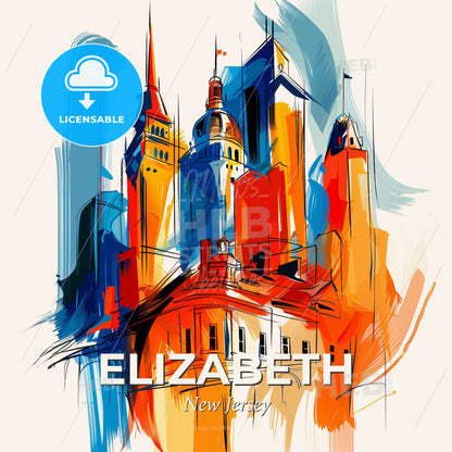 Vibrant Elizabeth, New Jersey - A Colorful Cityscape With Towers And Towers - Square format print template