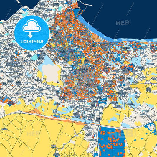 Colorful El Jadid Street Map with Labels and Buildings