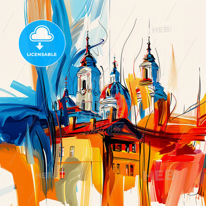 Vibrant Elk Grove, California - A Painting Of A Building With A Dome Shaped Roof