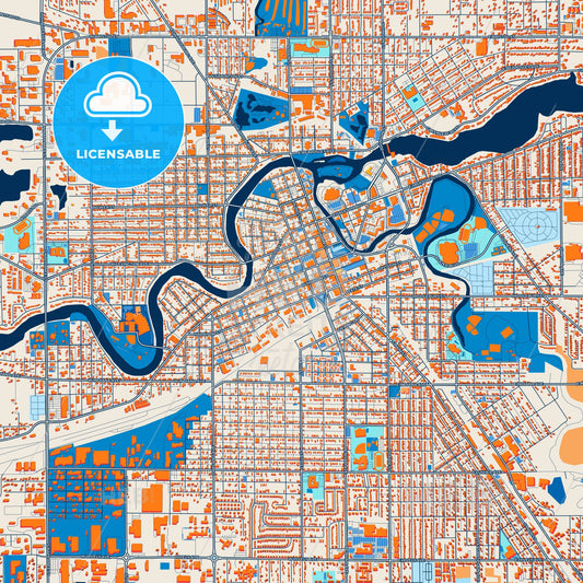 Colorful Elkhart Street Map with Labels and Buildings