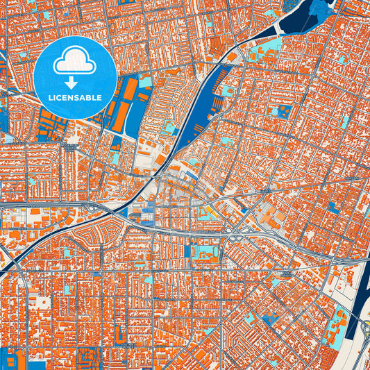 Colorful El Monte Street Map with Labels and Buildings
