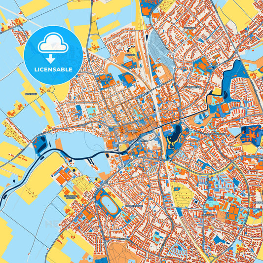 Colorful Elmshorn Street Map with Labels and Buildings