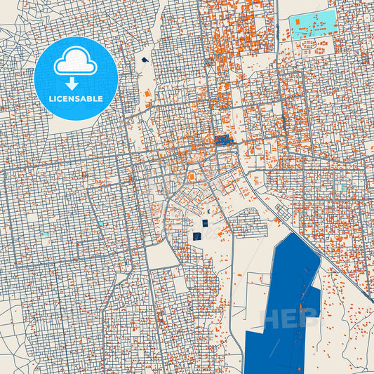 Colorful El Obeid Street Map with Labels and Buildings