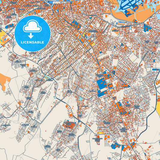 Colorful Eloy Alfaro Street Map with Labels and Buildings
