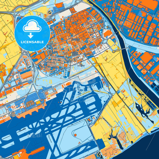 Colorful El Prat de Llobregat Street Map with Labels and Buildings