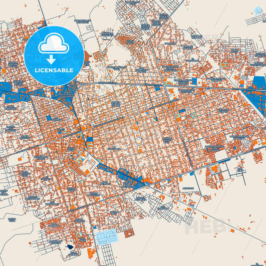 Colorful El Tigre Street Map with Labels and Buildings