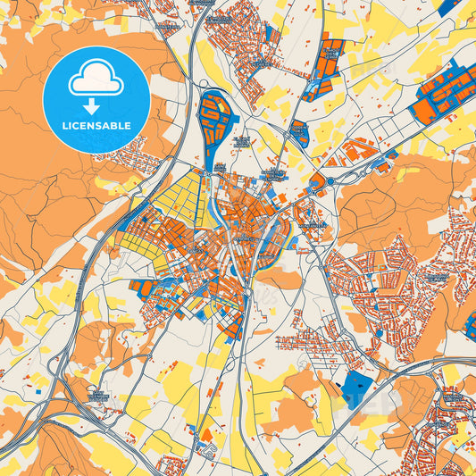 Colorful El Vendrell Street Map with Labels and Buildings