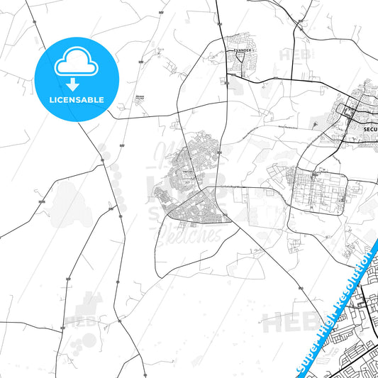 eMbalenhle, South Africa light map with streetnames, citynames and districts