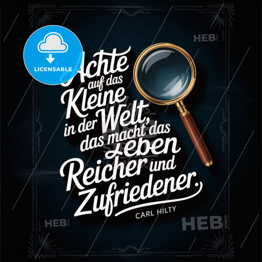 Embrace Life's Little Joys: A Quote by Carl Hilty with a Magnifying Glass Design