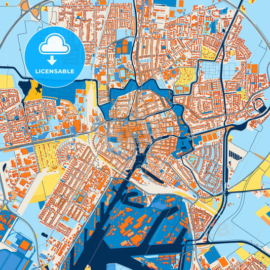 Colorful Emden Street Map with Labels and Buildings
