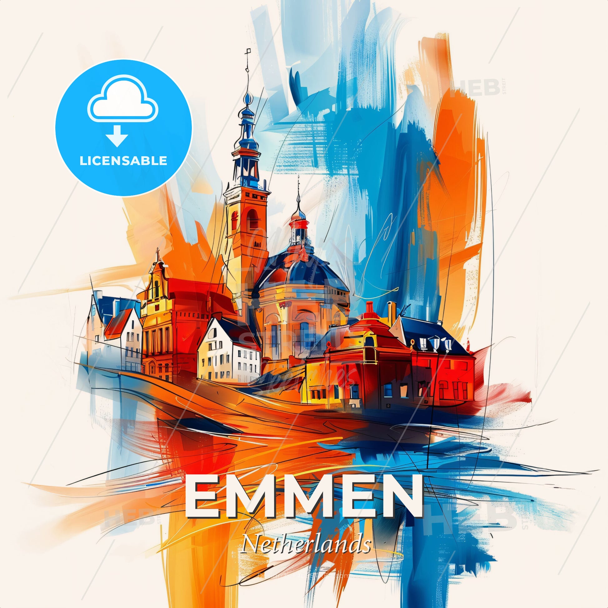 Vibrant Emmen, Netherlands - A Painting Of A Building - Square format print template