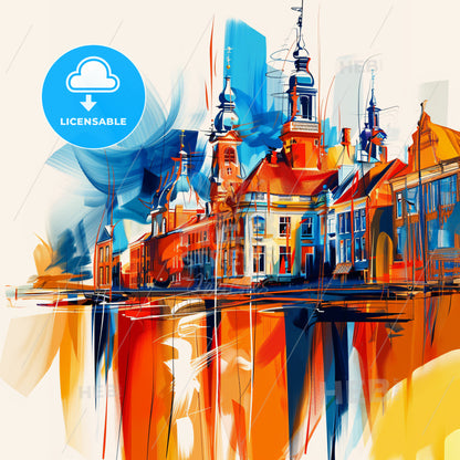 Vibrant Emmen, Netherlands - A Painting Of A Building