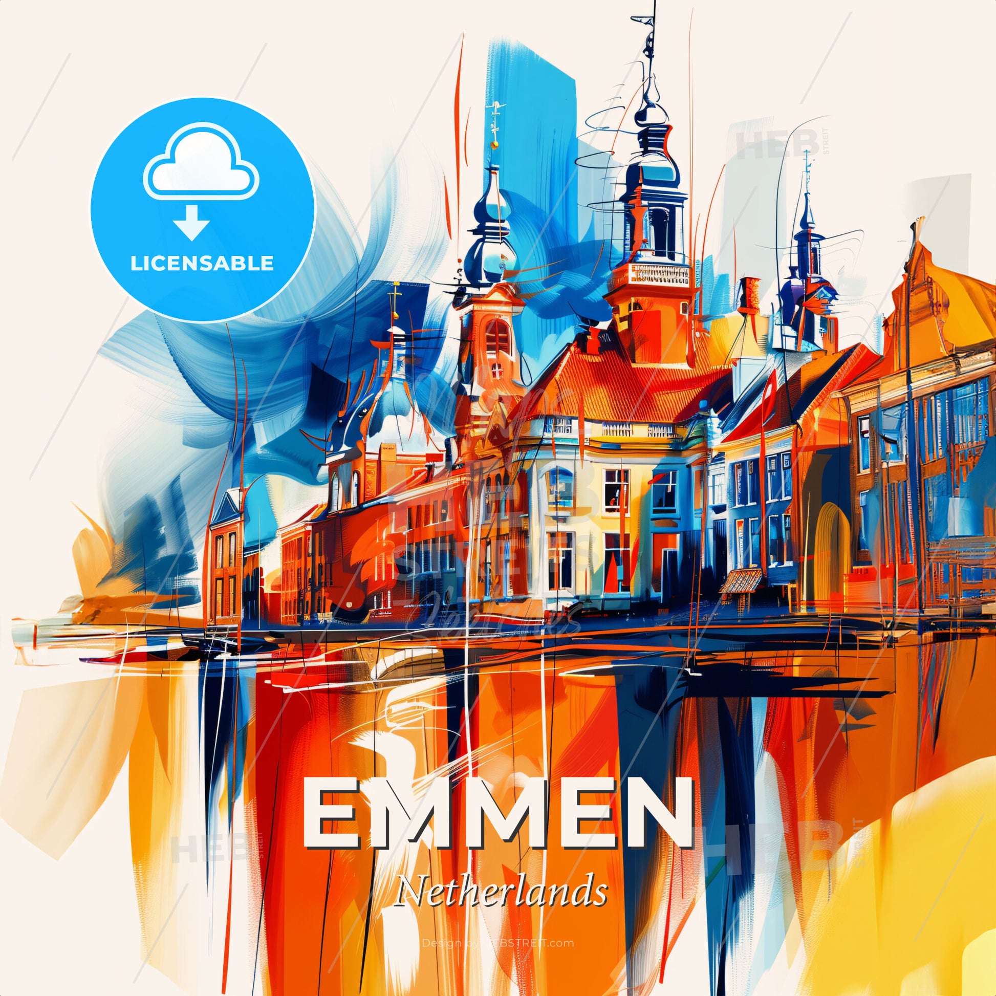 Vibrant Emmen, Netherlands - A Painting Of A Building - Square format print template