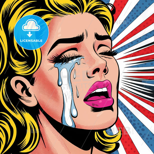 Emotional Echoes: A Bold Pop Art Profile of Sorrow and Color