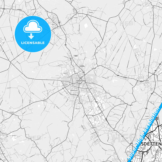 Emsdetten, Germany light map with streetnames, citynames and districts