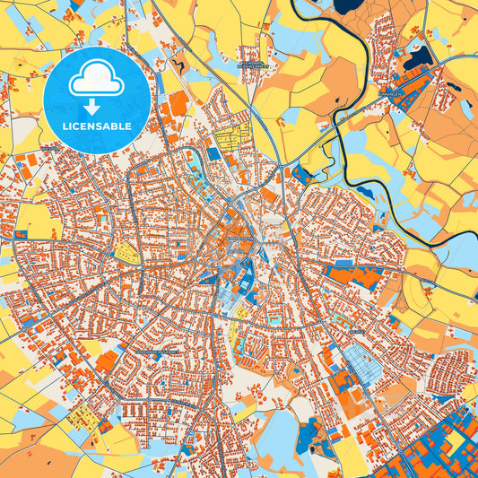 Colorful Emsdetten Street Map with Labels and Buildings