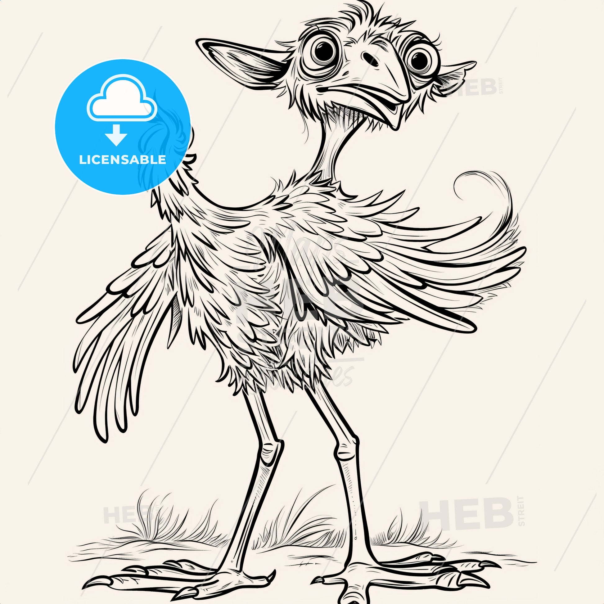 Emu Big Bird - A Cartoon Of A Bird