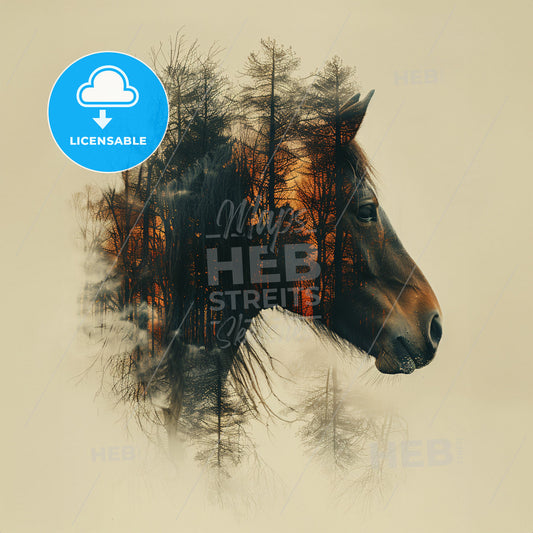 Enchanted Forest: Home of the Glittery Unicorns - A horses head and trees