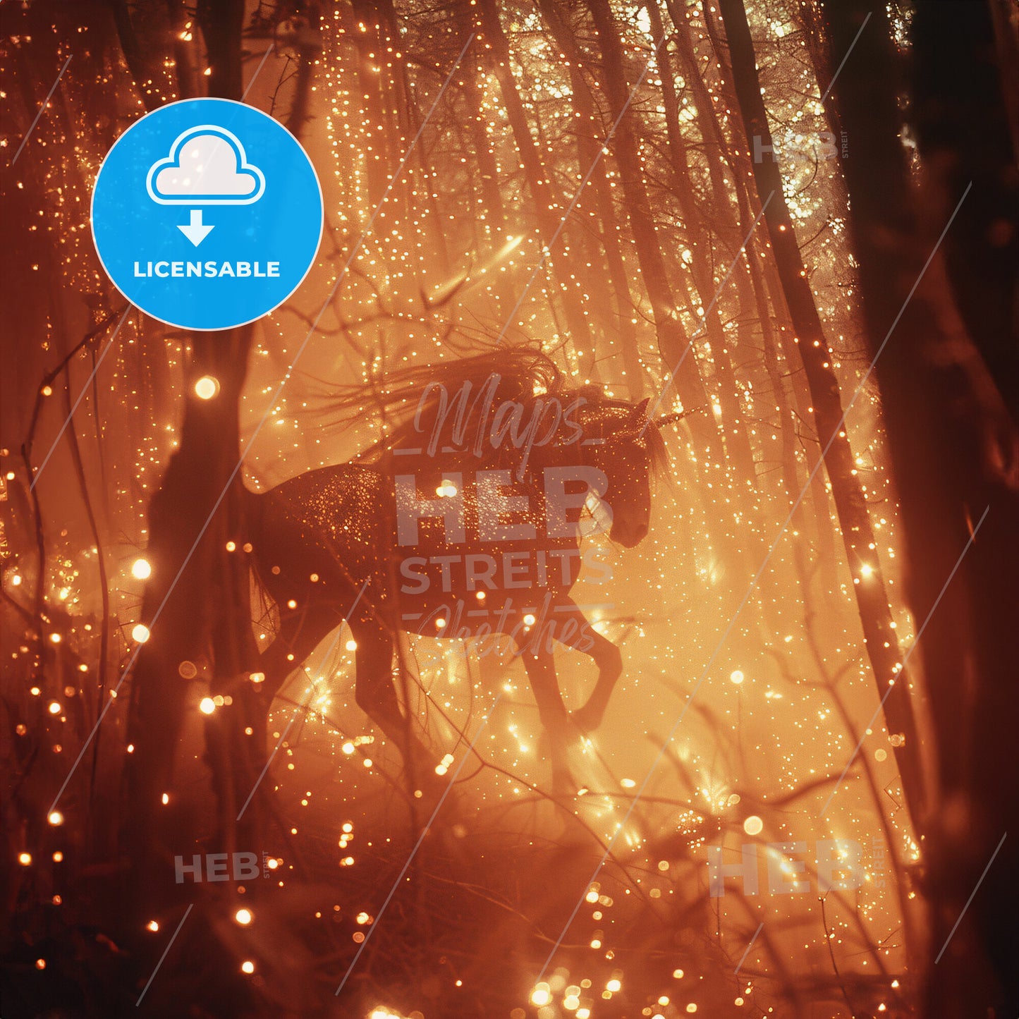 Enchanted Forest: Home of the Glittery Unicorns - A horse running through a forest with fireflies