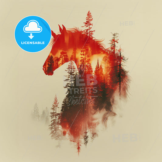 Enchanted Forest: Home of the Glittery Unicorns - A double exposure of a unicorn and trees