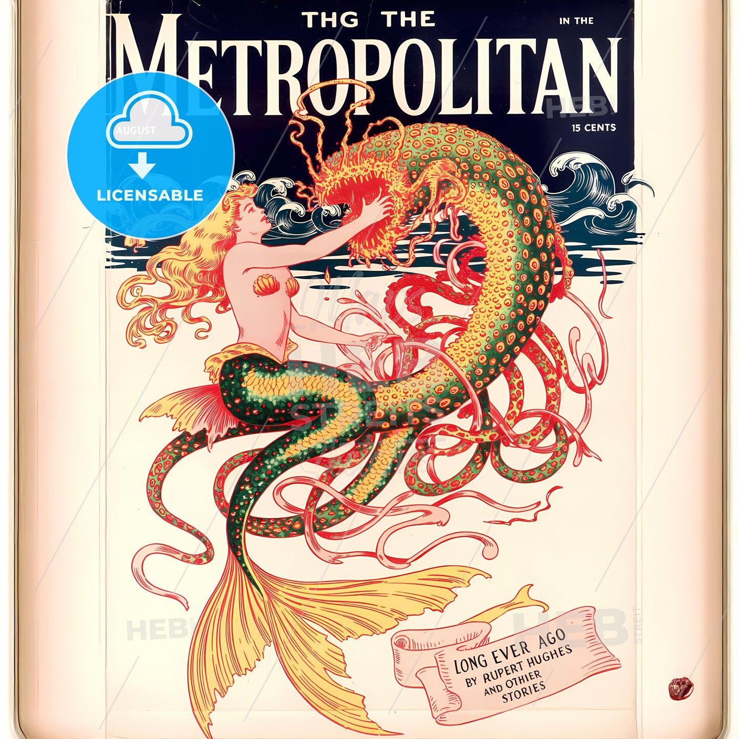 Enchanted Siren of the Deep: Art Nouveau Vintage Magazine Cover