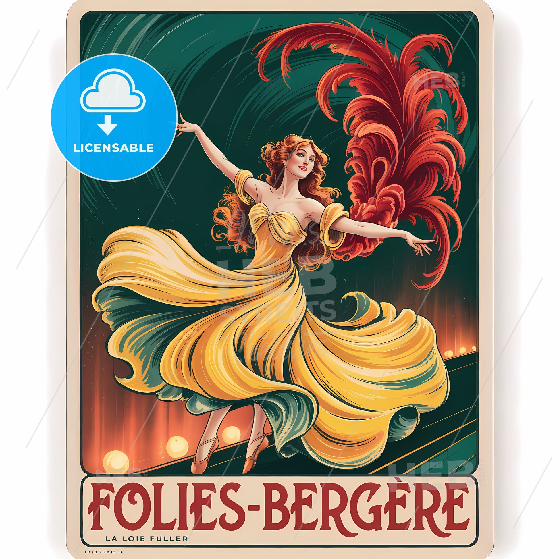 Enchanting Art Nouveau Cabaret Dance: A Vintage Folies-Bergère Poster
