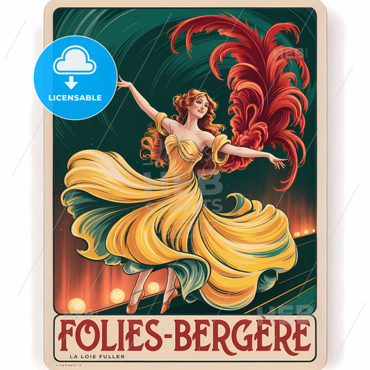 Enchanting Art Nouveau Cabaret Dance: A Vintage Folies-Bergère Poster