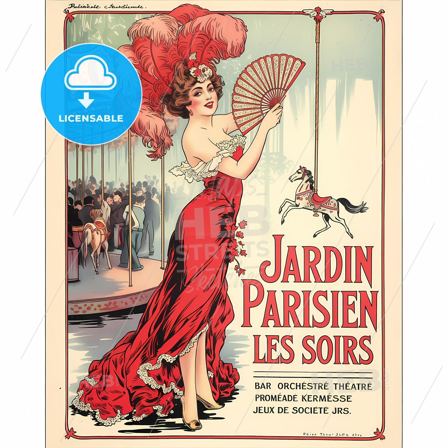 Enchanting Vintage French Cabaret Elegance: A Captivating Art Nouveau Poster